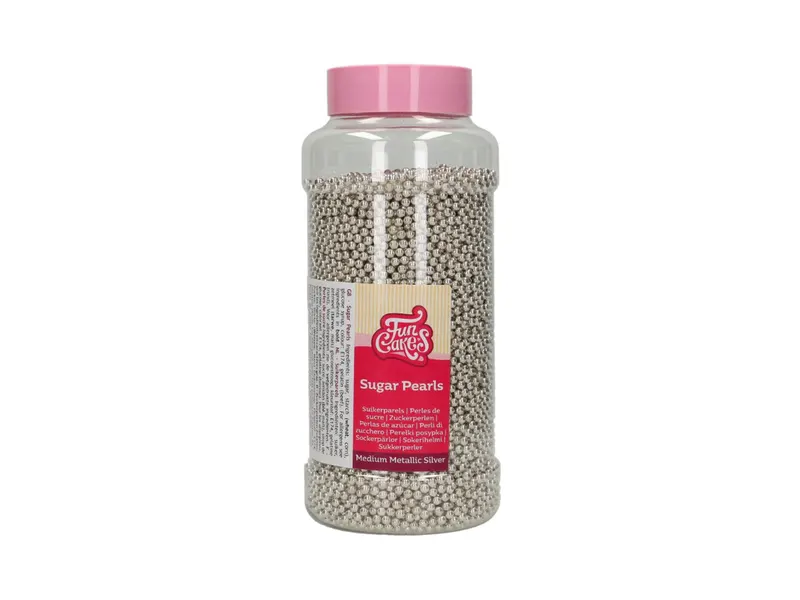 Sugar Pearls – střední cukrové perly stříbrné 800 g