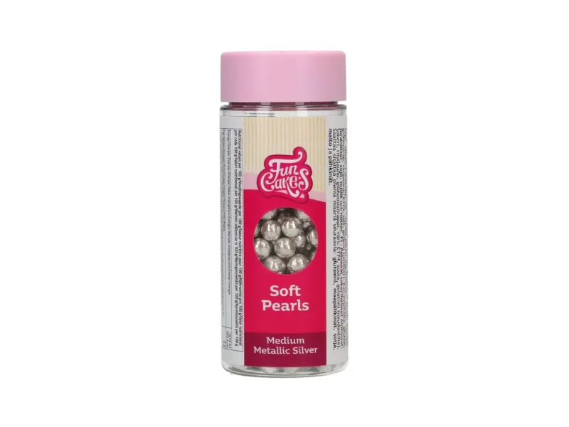 Měkké jedlé perly stříbrné metalické 55 g