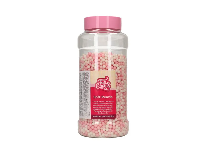 Měkké jedlé perly střední bílo-růžové 500 g