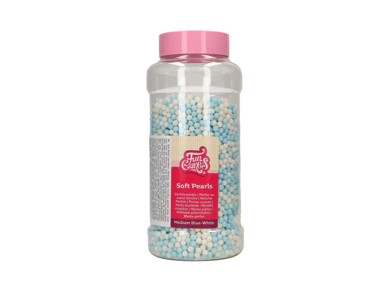 Měkké jedlé perly střední bílo-modré 500 g