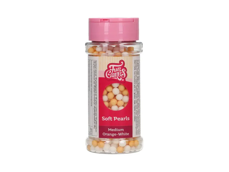 Měkké jedlé perly střední bílo-oranžové 60 g
