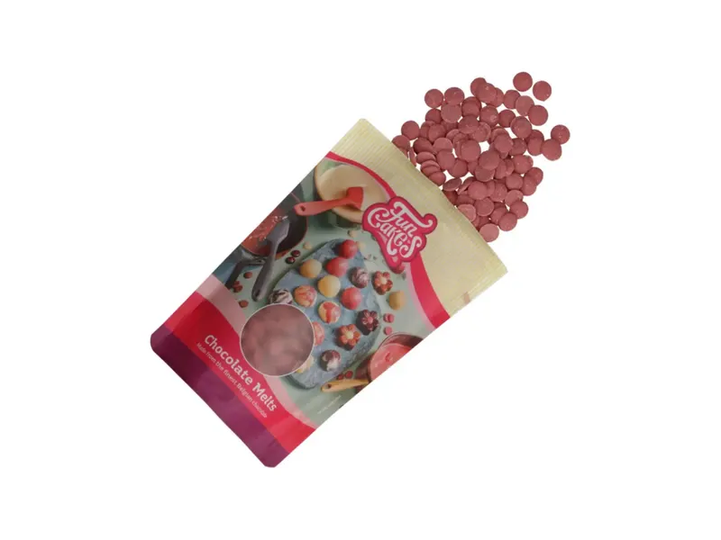 Čokoládové pecky ruby růžové FunCakes 200 g