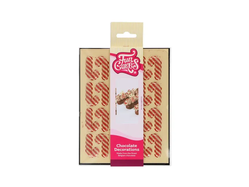 FunCakes vánoční čokoládové dekorace Candy cane 24 ks
