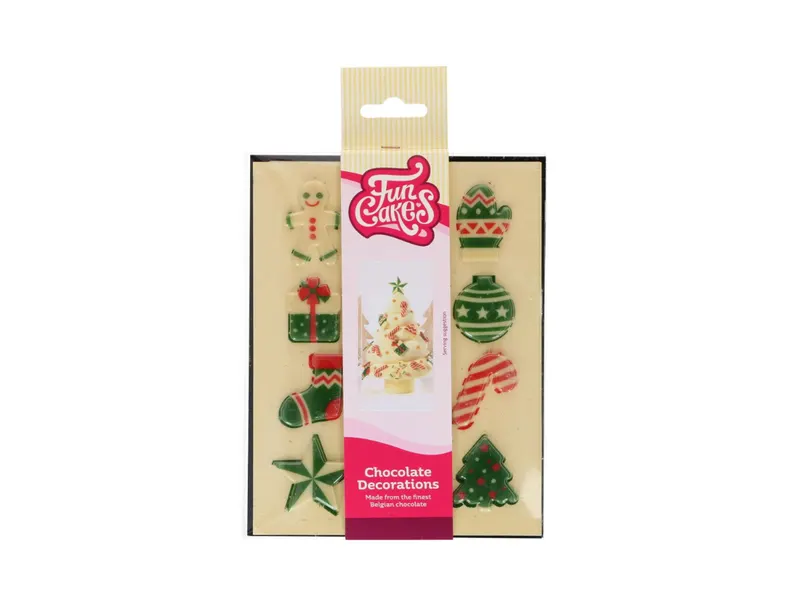 FunCakes vánoční čokoládové dekorace bílé 12 ks
