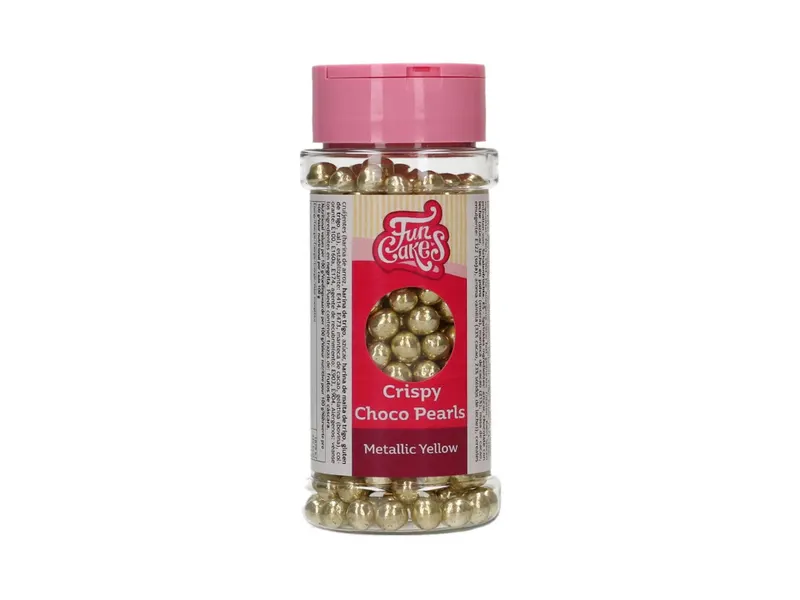 Čokoládové křupavé perličky metalické žluté 60 g