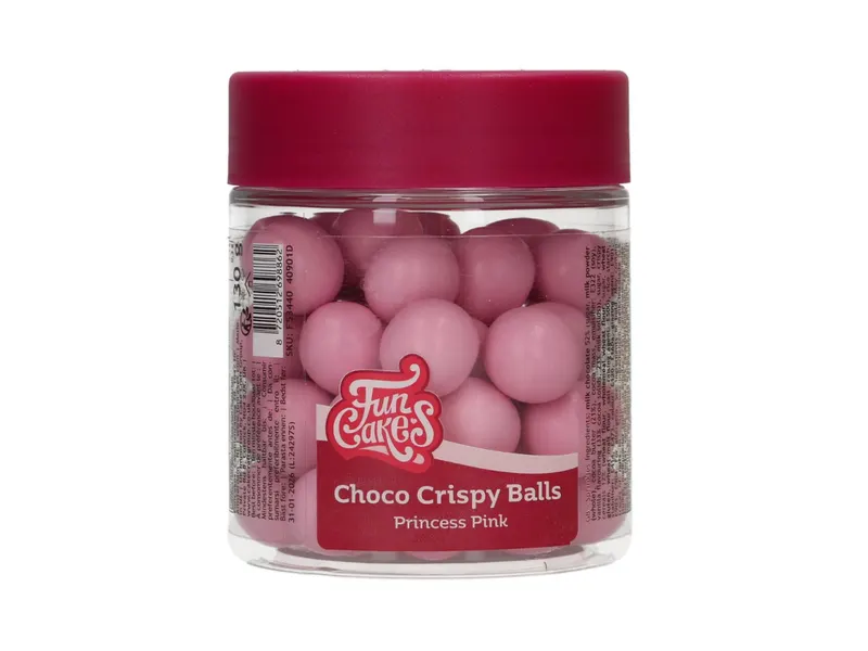 Čokoládové kuličky Choco Crispy Balls růžové, 130 g