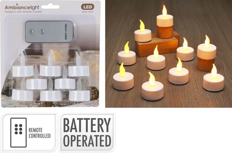 Čajová svíčka LED set ovladač 8 ks