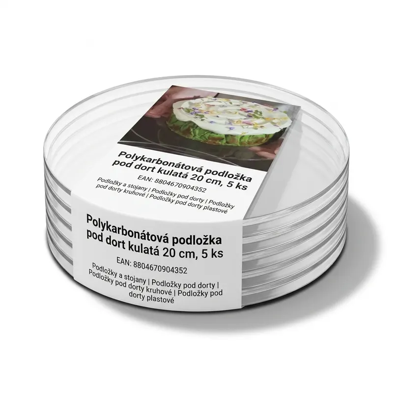 Polykarbonátová podložka pod dort kulatá 20 cm, 5 ks