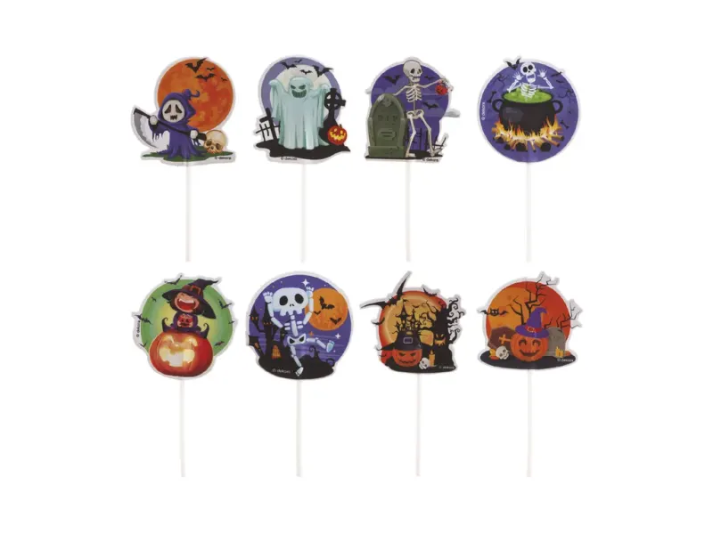 Papírové zápichy na cupcakes strašidelný Halloween 16 ks