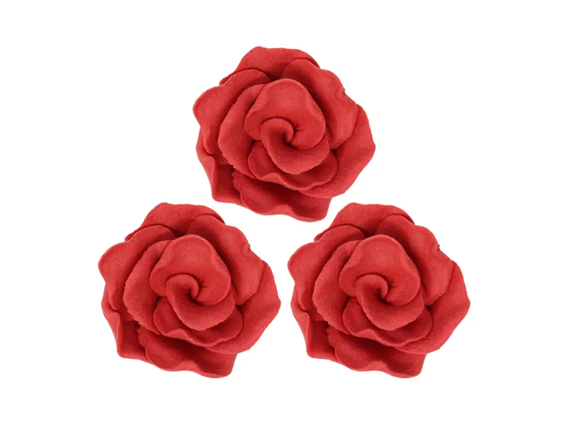 Cukrové růže červené 4 cm, 3 ks