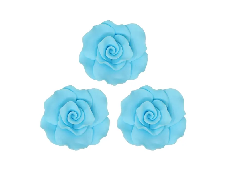 Cukrové růže modré 4 cm, 3 ks