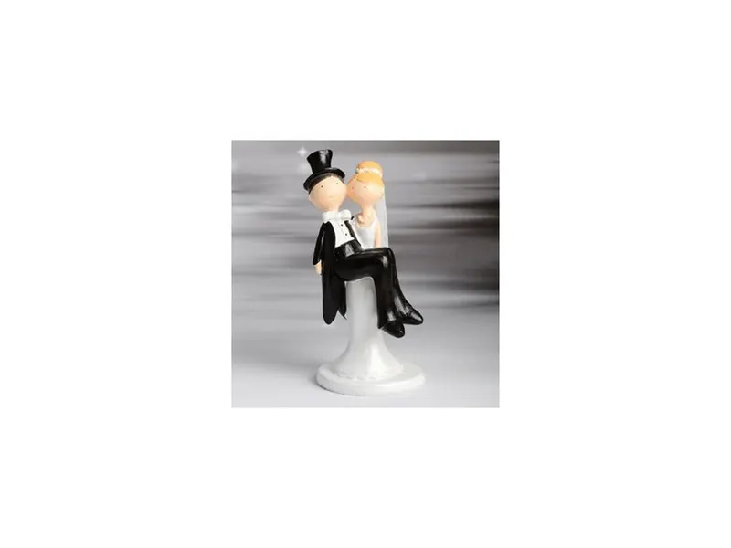 Svatební figurka pár s cylindrem na dort, výška 15 cm