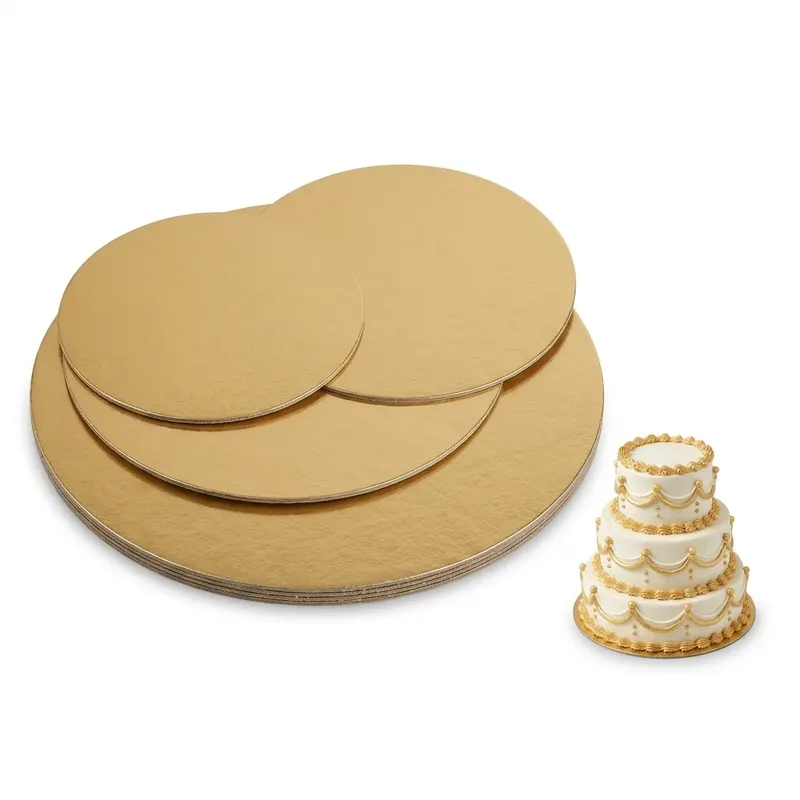Podložka pod dort kulatá zlatá 28 cm, 100 ks