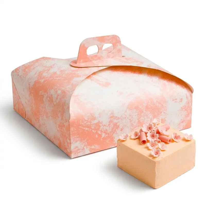 Dortová krabice čtvercová 45 cm s růžovým dekorem, 1 ks