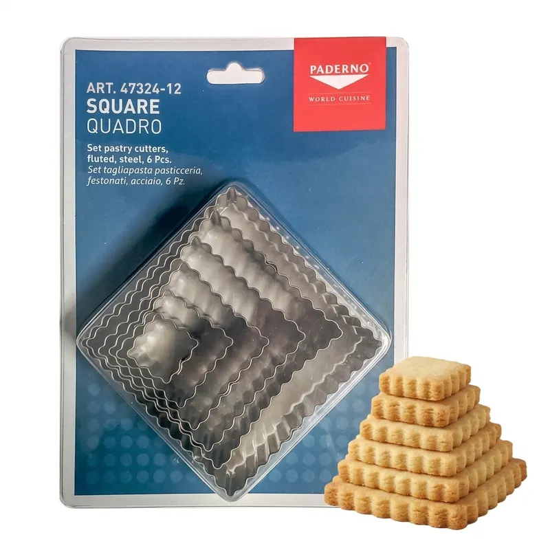 Vykrajovátka čtverec vroubkovaná, sada 6 ks, 2–8,5 cm