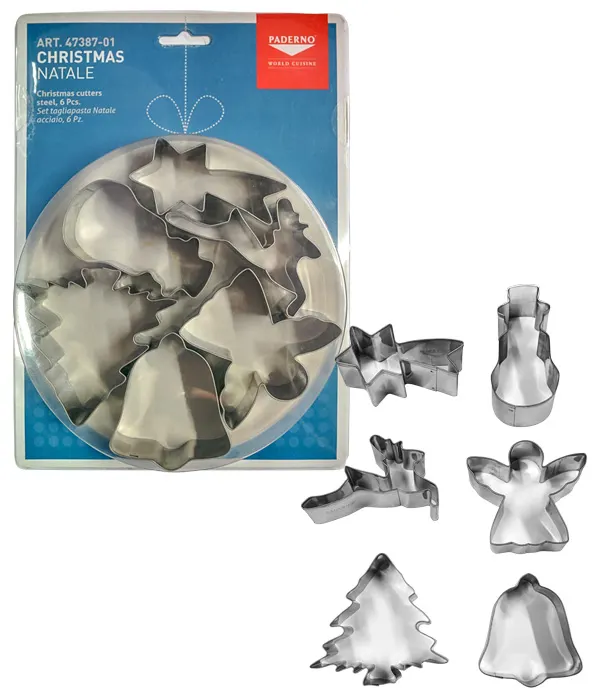 Nerezová vánoční vykrajovátka, sada 6 ks, 3,5–8 cm