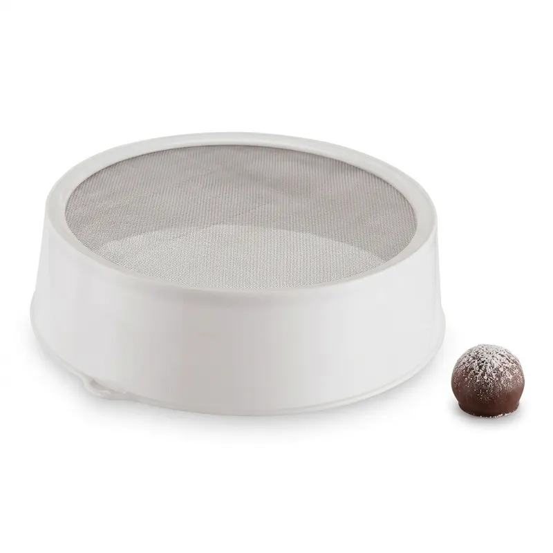 Plastové síto na moučkový cukr, průměr 25,5 cm, výška 7 cm