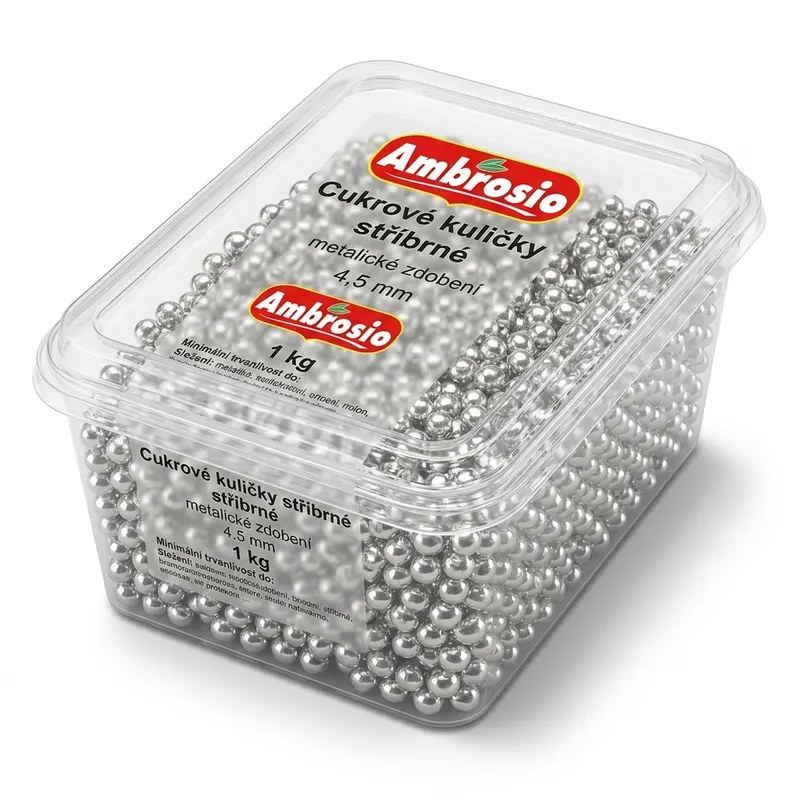 Cukrové kuličky stříbrné 4,5 mm, 1 kg