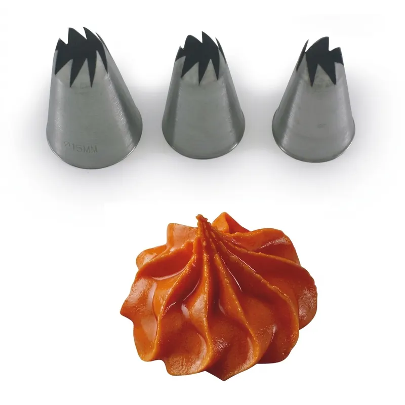 Zdobící špička nerez květina, průměr 3 cm, výška 5 cm