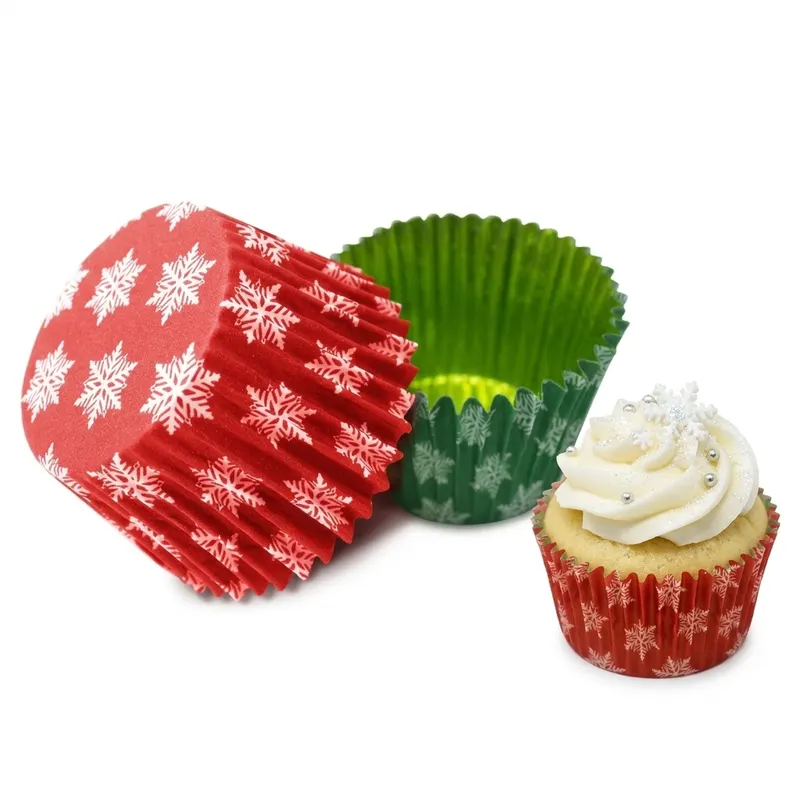 Papírové košíčky na cupcakes vánoční vločky, 104 ks