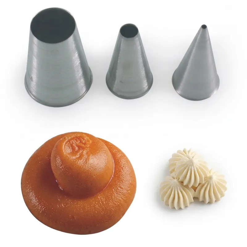 Zdobící špička nerez hladká, otvor 1,2 cm, průměr 3 cm