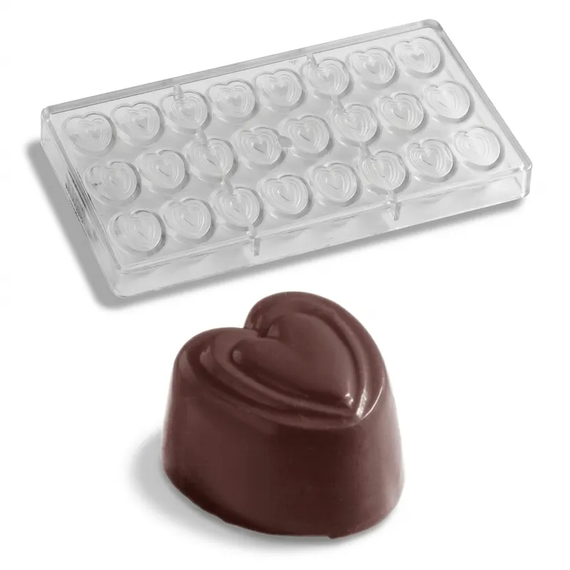 Forma na pralinky polykarbonátová srdce 13 g, 3x8 tvarů