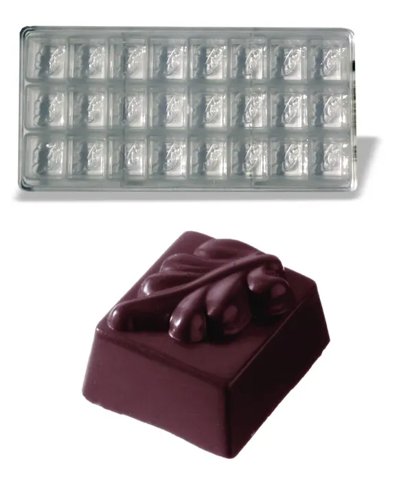 Forma na pralinky polykarbonátová dekor list 16 g, 3x8 tvarů