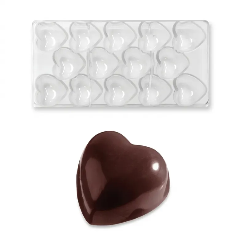 Forma na pralinky polykarbonátová srdce 41 g, 14 tvarů