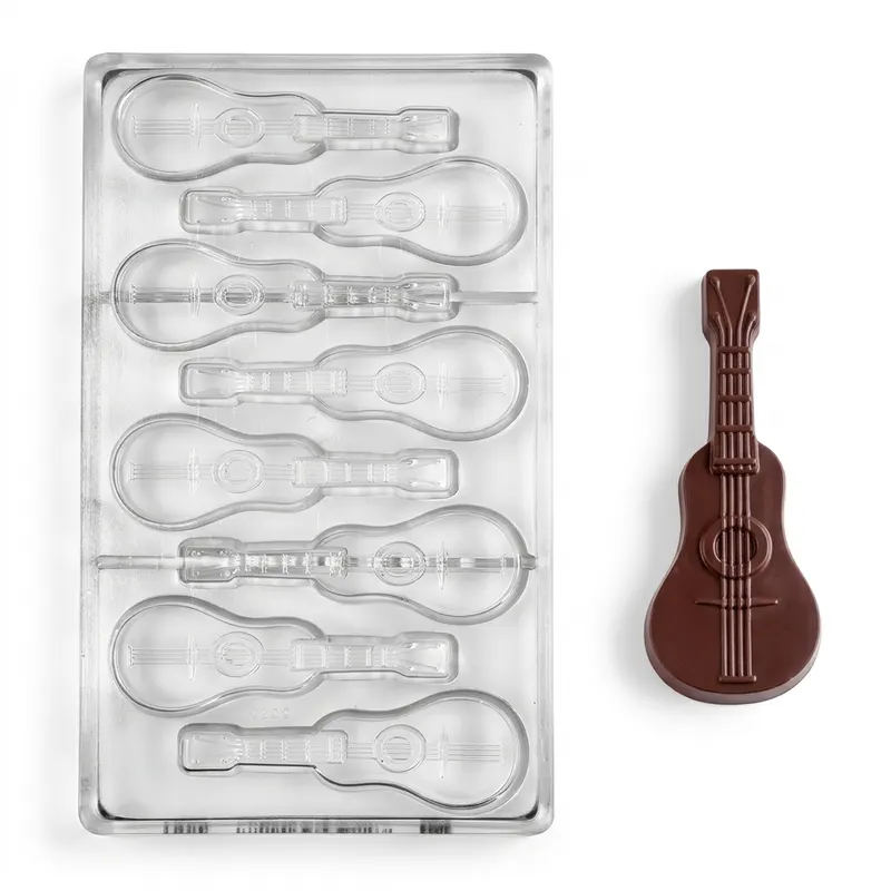 Forma na pralinky polykarbonátová kytara 13 g, 8 tvarů