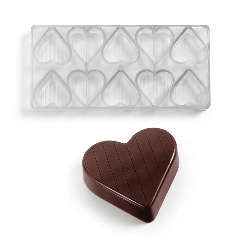 Forma na pralinky polykarbonátová srdce 24 g, 2x5 tvarů