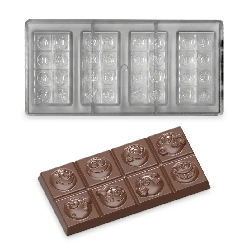 Polykarbonátová forma na čokoládu 35,75 g, smajlíci
