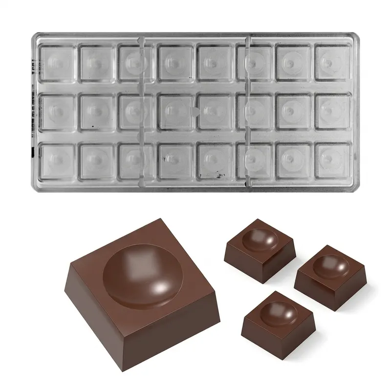 Forma na pralinky polykarbonátová čtverec 9 g, 3x8 tvarů
