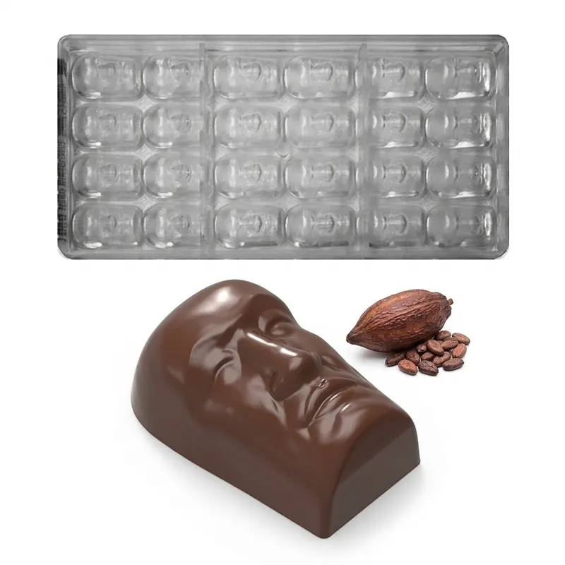 Forma na pralinky polykarbonátová obličej 10 g, 4x6 tvarů