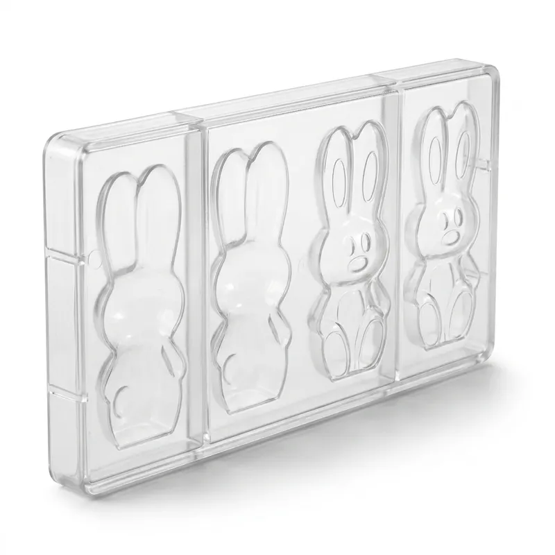 Polykarbonátová forma na čokoládové zajíce, 4 tvary, 2x 49 g