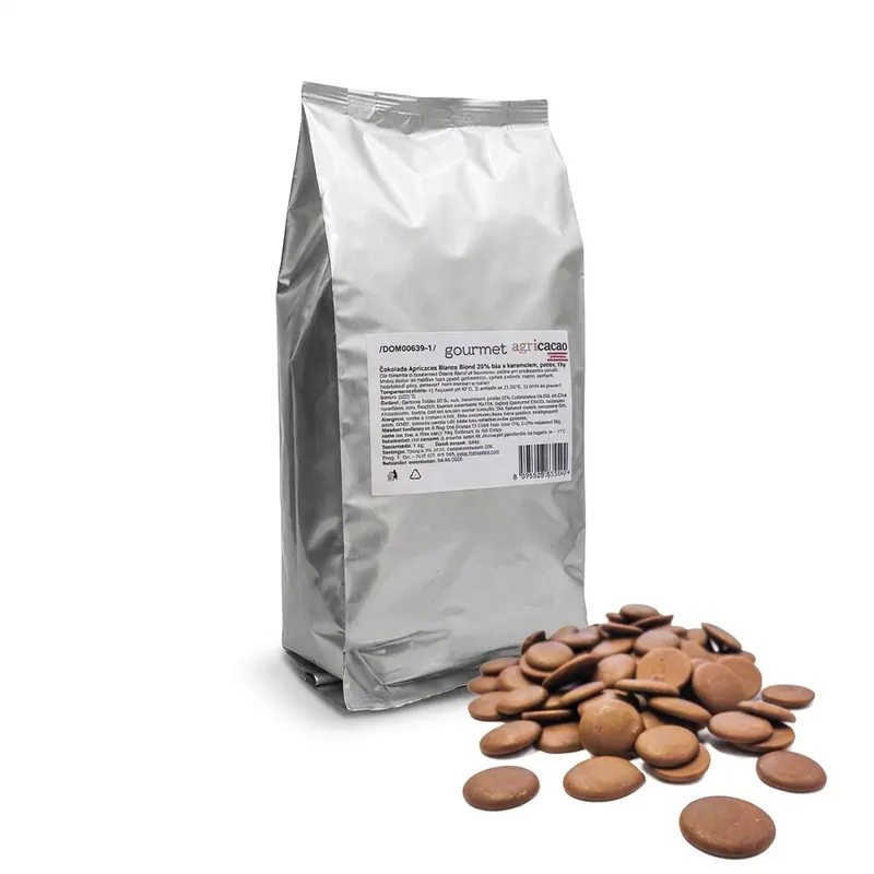 Bílá čokoláda 35 % Bianco Blond s karamelem, pecky 1 kg
