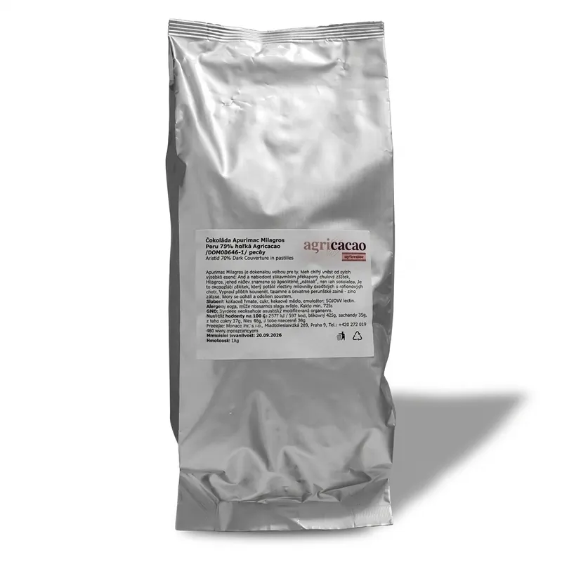 Hořká čokoláda 73 % Apurimac Milagros Peru, pecky 1 kg