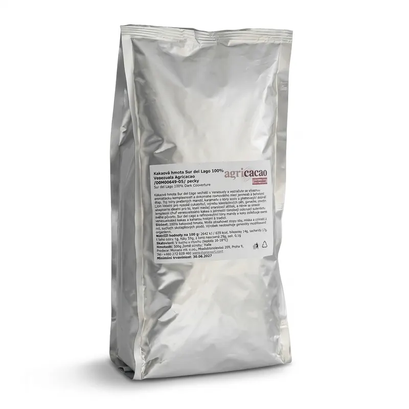 Kakaová hmota Sur del Lago Venezuela 100% v peckách 500 g