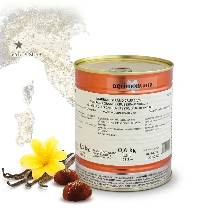 Kandované kaštany Marrons Valle Susa v plechu 1,1 kg