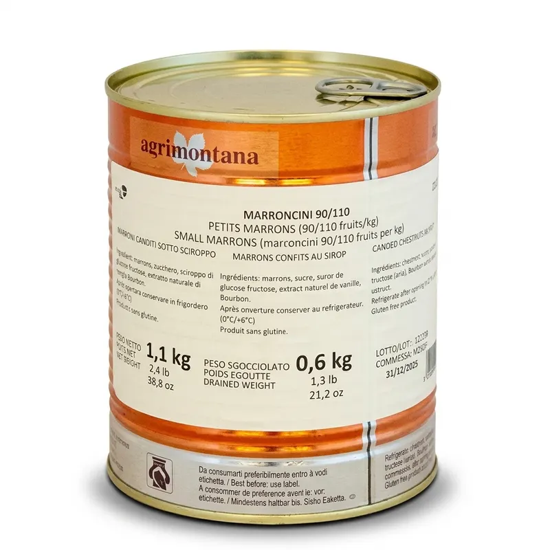 Kandované kaštany Marrons Agrimontana v plechu 1,1 kg