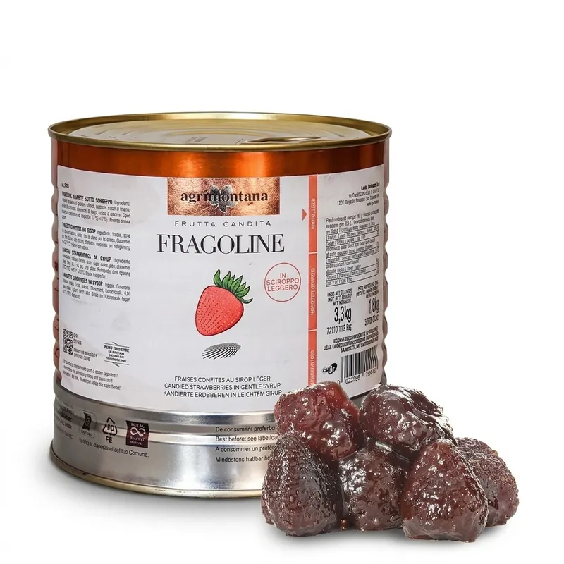 Lesní jahody celé v sirupu, lehce kandované, 3,3 kg