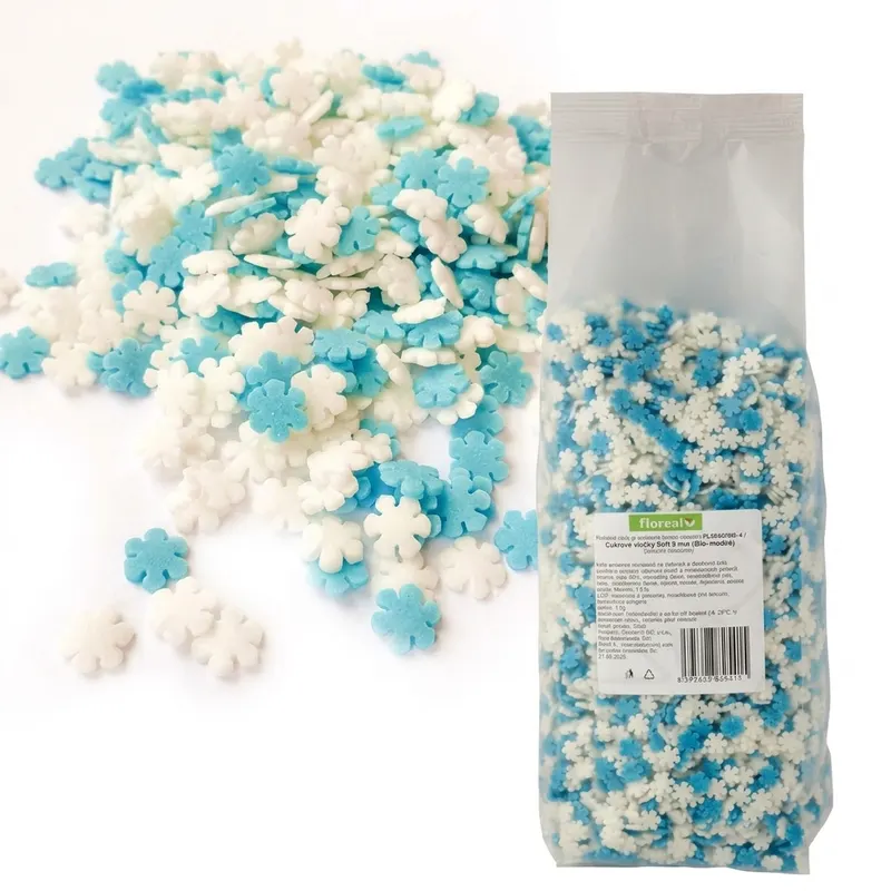 Cukrové vločky Soft 9 mm bílé a modré 1 kg