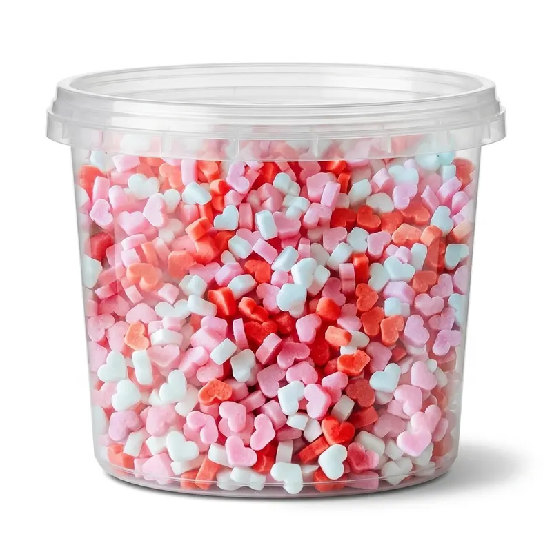 Cukrová srdíčka 3D červená, růžová a bílá 3 mm 1 kg