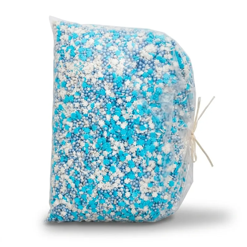Cukrový mix vločky, kuličky a hvězdičky modro-bílý 5 kg