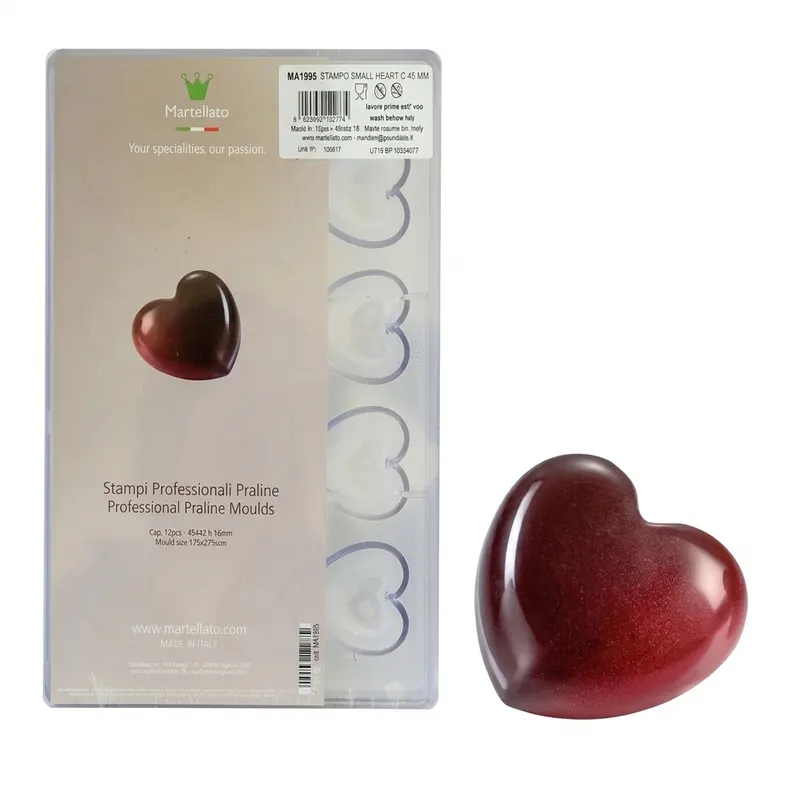 Forma na pralinky polykarbonátová srdce hladké 12 tvarů