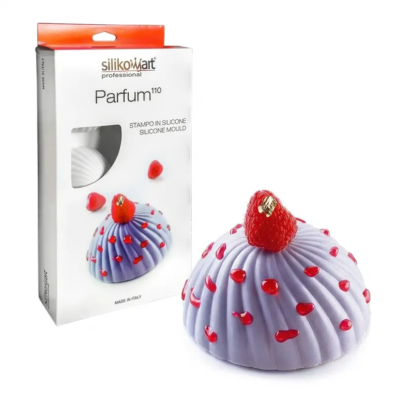 Silikonová forma na rýhované polokoule, 6 ks, 6x110 ml