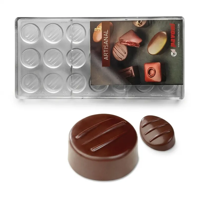 Forma na pralinky polykarbonátová kulatá s čárkami 10 g