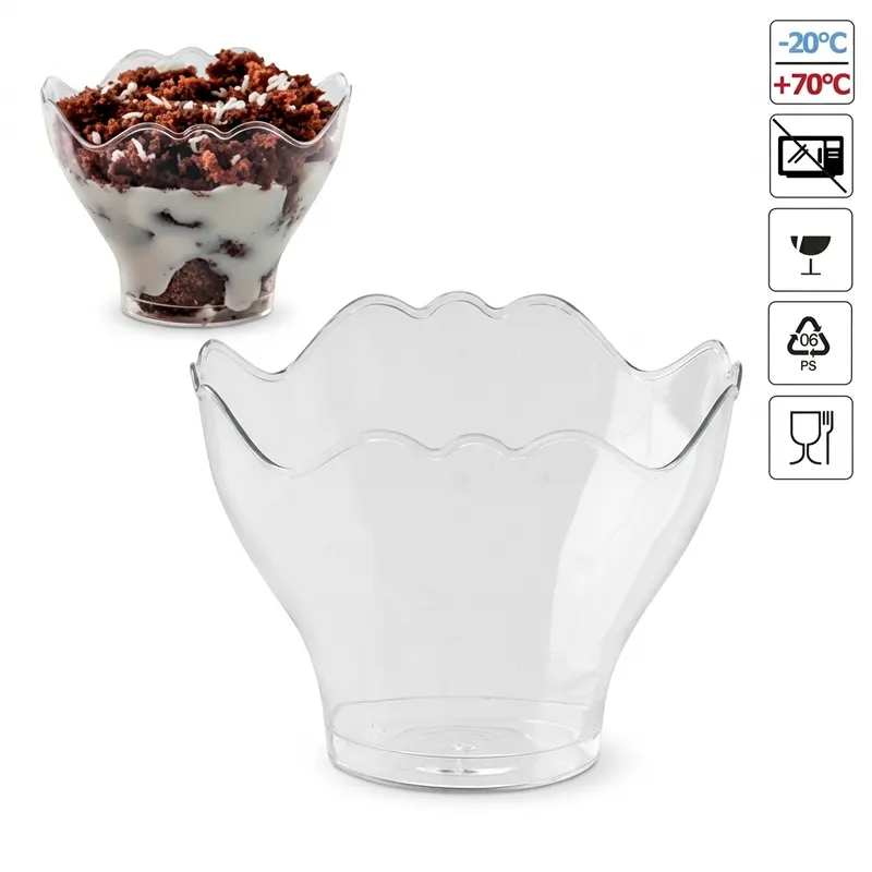 Plastový pohárek na dezerty čirý 250 ml, 50 ks