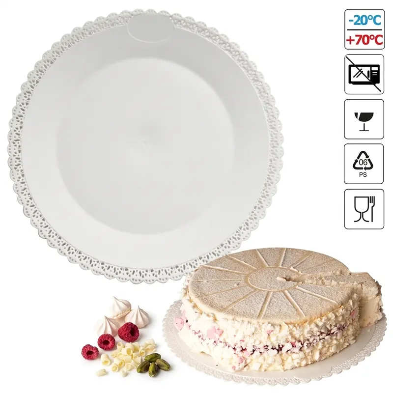 Podložka pod dort plastová s krajkou bílá 30 cm, 5 kg