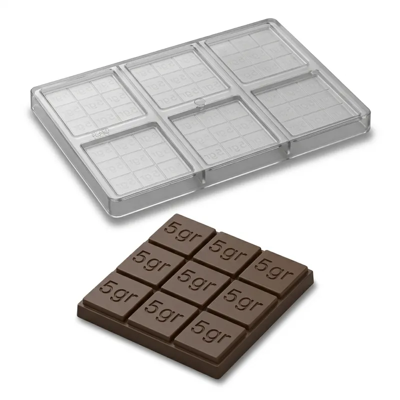 Polykarbonátová forma na čokoládové tabulky 45 g, čtverec