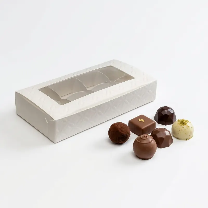Krabička na pralinky s mřížkou a průhledem, bílá, 1 ks
